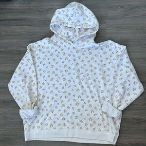 Ardene Floral Patterned Oversized Hoodie Small All Over Print Pink and Yellow